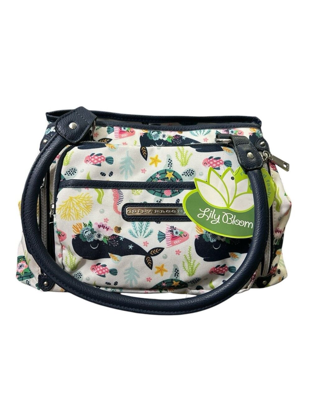 Lily Bloom Ocean Turtles Maggie Satchel 3 Compartment NWT MSRP $75 Eco Friendly